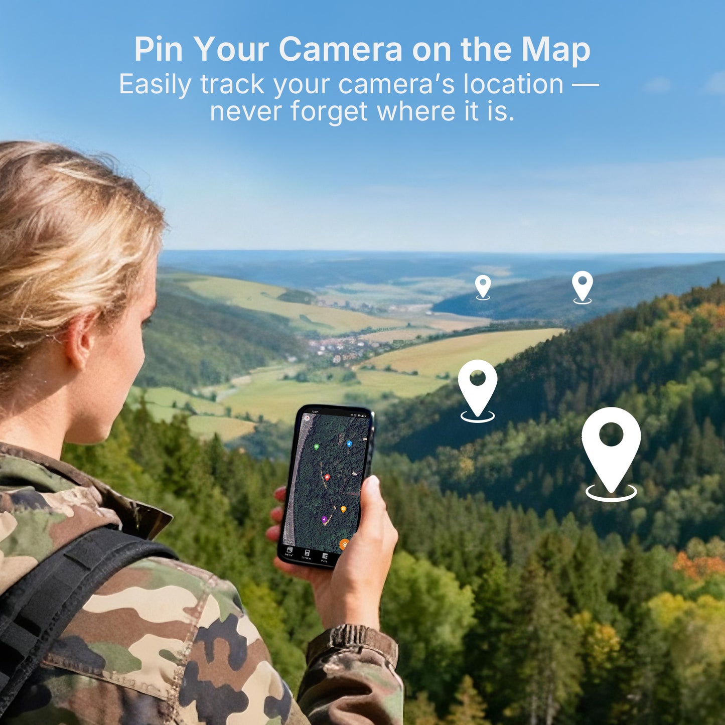 Pin Your Camera on the Map: Use your phone to track the GardePro E6 2.0 Pro WiFi Trail Camera’s location easily, so you’ll never lose it in outdoor settings.