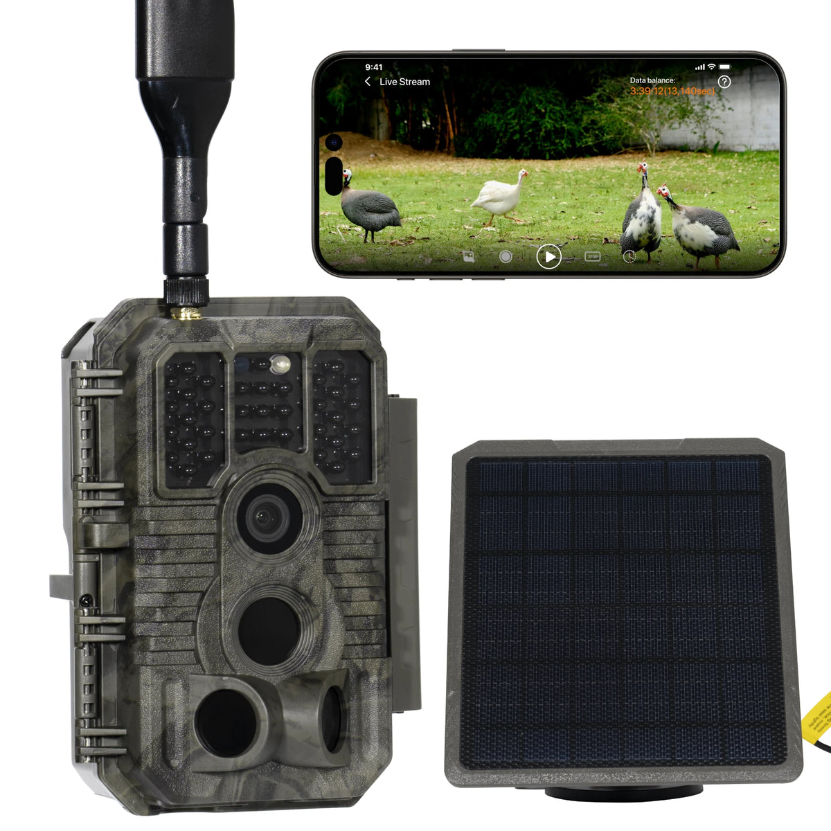 GardePro E8P WiFi Trail Camera & SP300 Solar Panel Bundle - 48MP, 0.1s Trigger, 8000mAh Battery